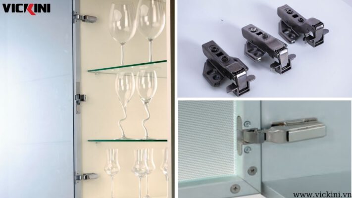 Bản lề trợ lực cánh kính tủ Vickini