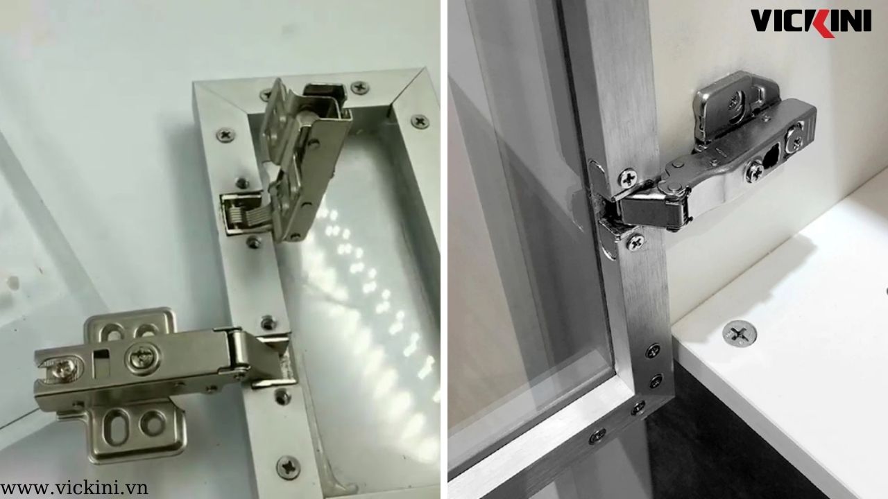 Bản lề tủ cánh kính khung nhôm loại thẳng chất lượng