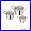 Bộ Nồi 3 Món Vung Kính Inox 304 Eurogold EN2533