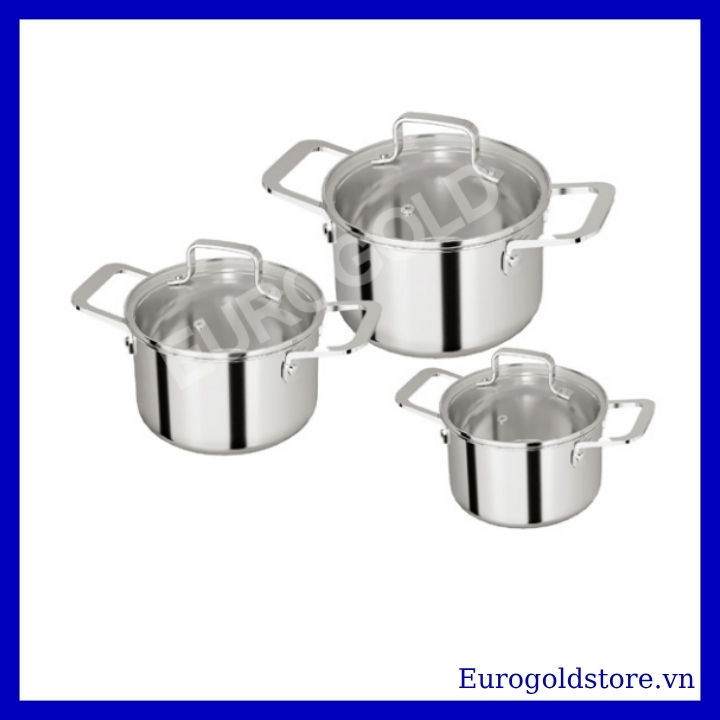 Bộ Nồi 3 Món Vung Kính Inox 304 Eurogold EN2533