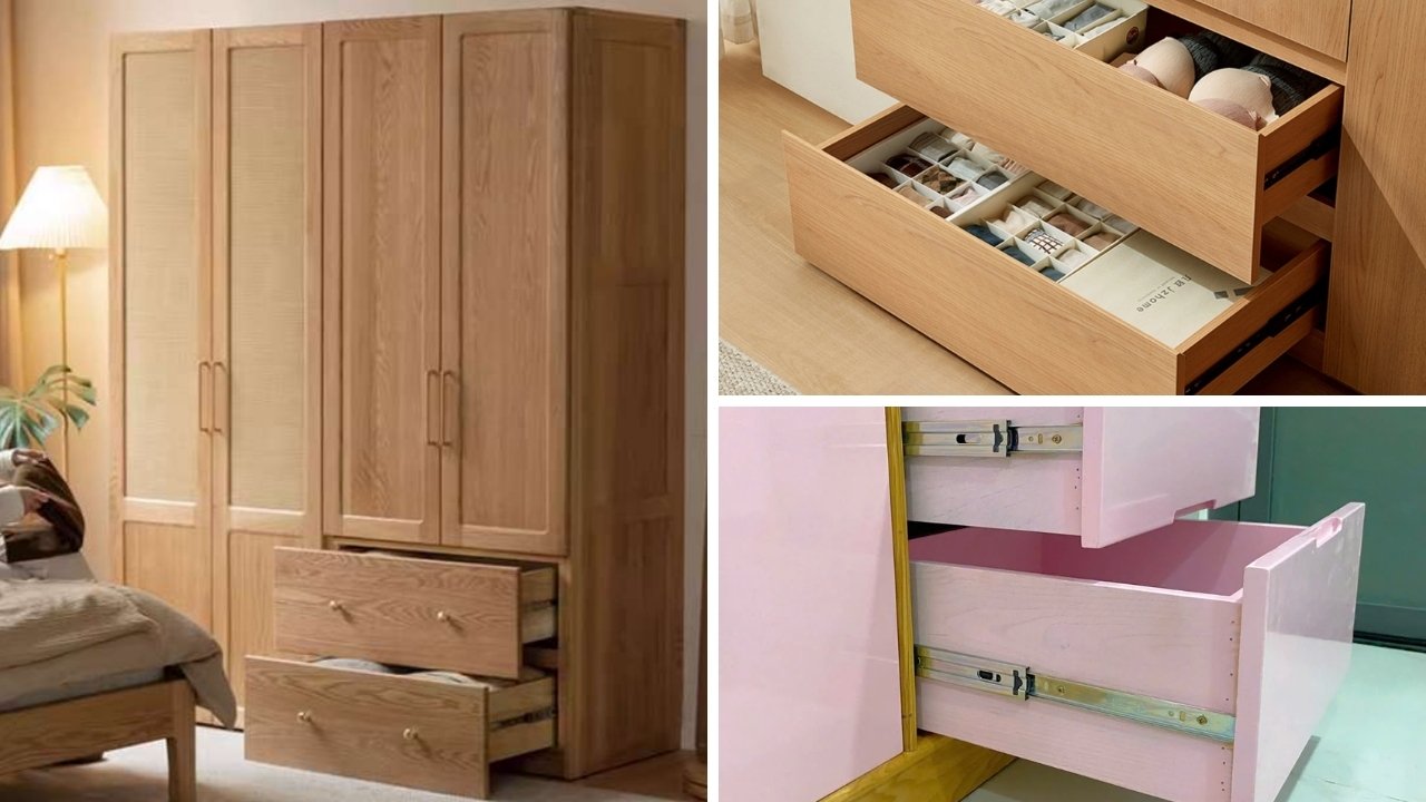 Các vị trí ứng dụng ray bi 3 tầng Eurogold trong tủ quần áo thông dụng nhất