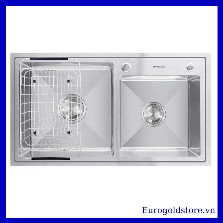 Chậu Rửa 2 Hố Lệch Inox 304 Eurogold EUP18248 Chậu Rửa 2 Hố Lệch Inox 304 Eurogold EUP18248