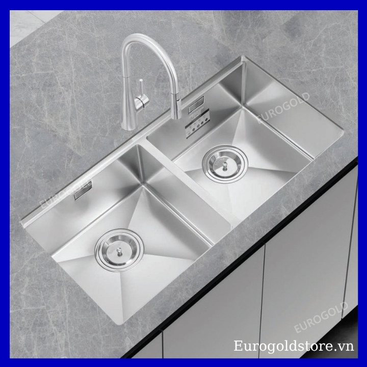 Chậu Rửa Bát 2 Hố Chống Xước Inox 304 Eurogold EUC28845GB Chậu Rửa Bát 2 Hố Chống Xước Inox 304 Eurogold EUC28845GB