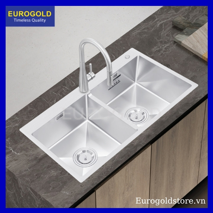 Chậu Rửa Bát 2 Hố Chống Xước Inox 304 Eurogold EUC28850GA Chậu Rửa Bát 2 Hố Chống Xước Inox 304 Eurogold EUC28850GA