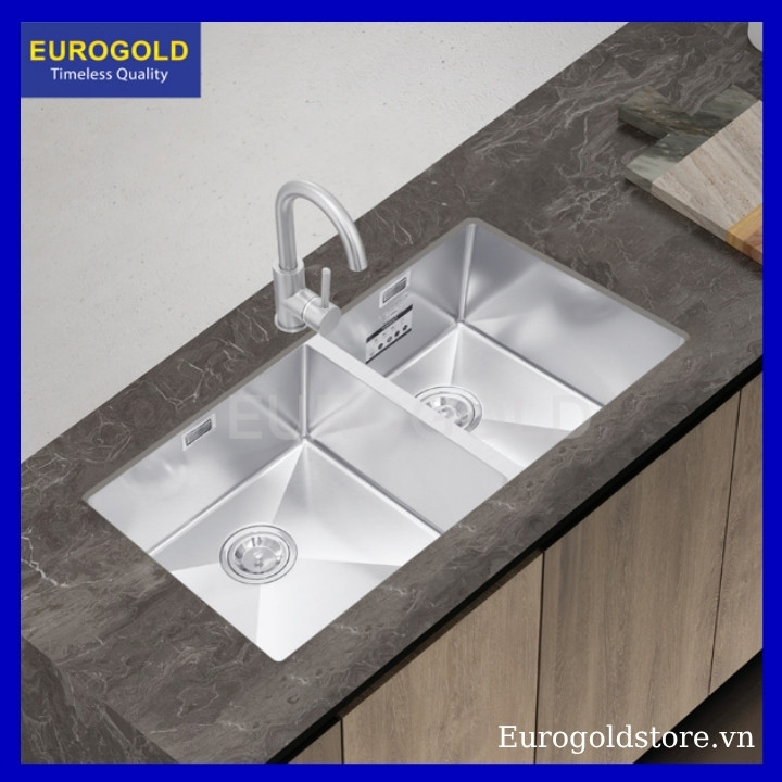 Chậu Rửa Bát 2 Hố Lệch Chống Xước Inox 304 Eurogold EUC28245GB Chậu Rửa Bát 2 Hố Lệch Chống Xước Inox 304 Eurogold EUC28245GB