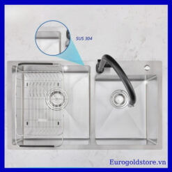 Chậu Rửa Bát 2 Hố Lệch Chống Xước Inox 304 Eurogold EUC28247EA