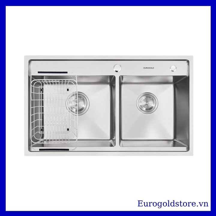Chậu Rửa Bát 2 Hố Lệch Inox 304 Eurogold EUP28248 Chậu Rửa Bát 2 Hố Lệch Inox 304 Eurogold EUP28248