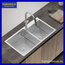 Chậu Rửa Bát 2 Hố Lệch Inox 304 Eurogold EUS38247