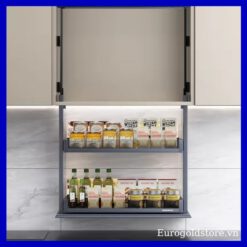 Giá Gia Vị Nâng Hạ Điện Rổ Vách Kính 800mm Eurogold ESL8880