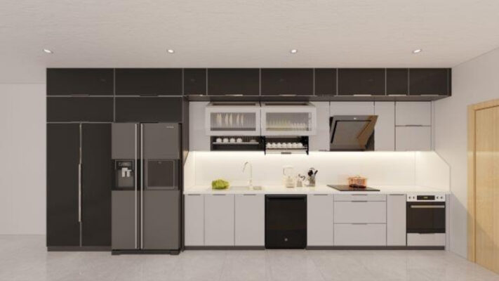 Giá bát nâng hạ phù hợp với tủ bếp có khoang tủ trên cao sát trần