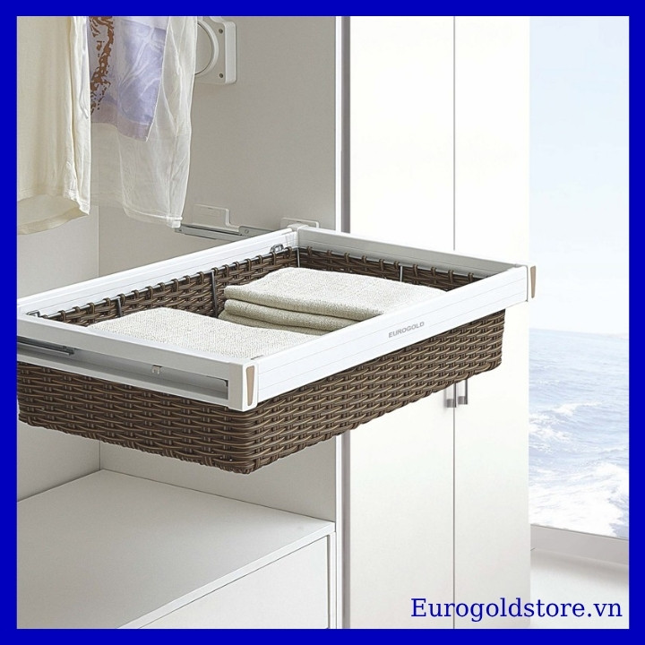 Giỏ Để Đồ Gấp Màu Trắng Giá Mây 800mm Eurogold EUA2180 Giỏ Để Đồ Gấp Màu Trắng Giá Mây 800mm Eurogold EUA2180