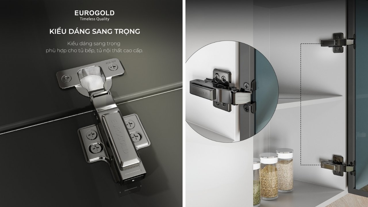 Phân loại bản lề Eurogold theo chất liệu cánh tủ