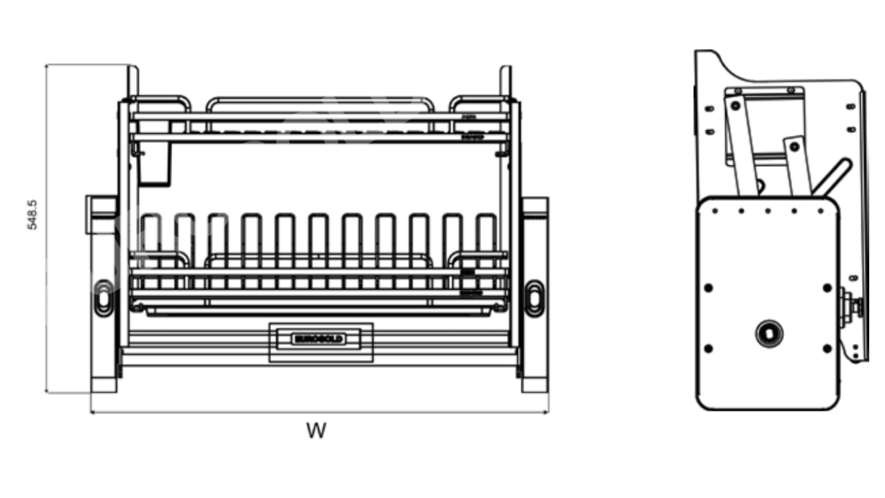 Thông Số Kỹ Thuật Giá Bát Nâng Hạ Inox 304 700mm Eurogold EVI970LG