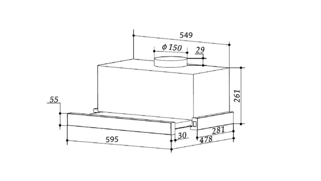 Thông Số Kỹ Thuật Máy Hút Mùi Âm Tủ Mặt Kính Đen 60cm Eurogold EHM1160