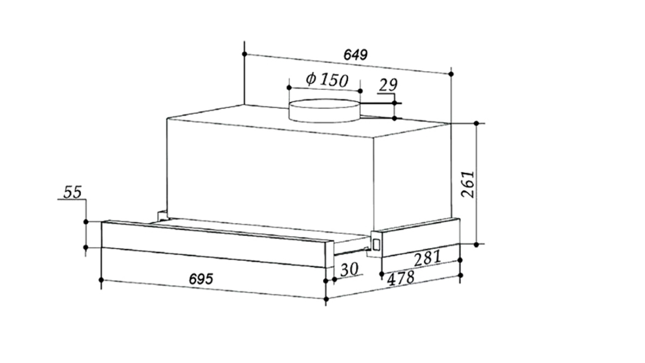 Thông Số Kỹ Thuật Máy Hút Mùi Âm Tủ Mặt Kính Trắng 70cm Eurogold EHM1170W