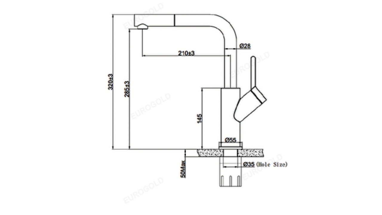 Thông Số Kỹ Thuật Vòi Rửa Bát Nóng Lạnh Dây Rút Inox 304 Eurogold EUF120BR