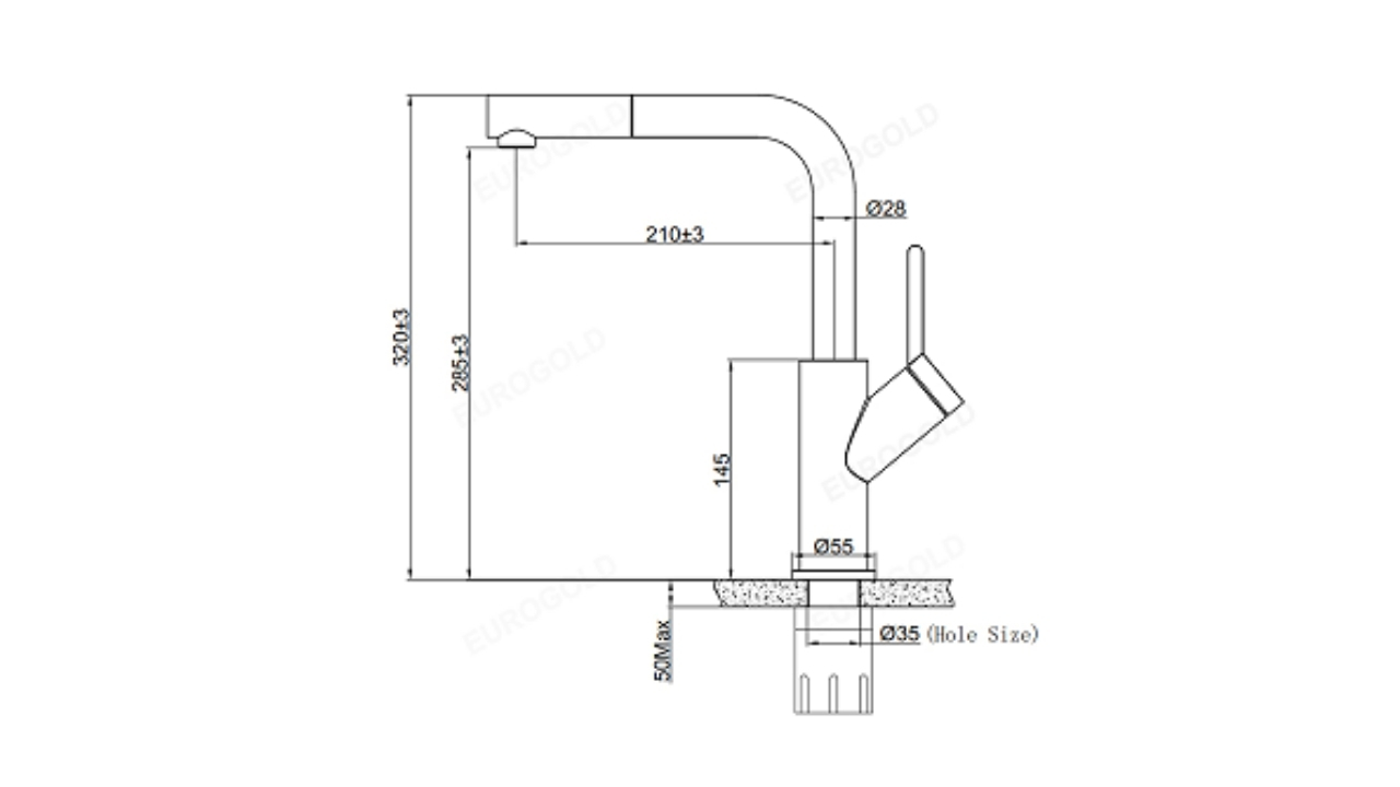 Thông Số Kỹ Thuật Vòi Rửa Bát Nóng Lạnh Dây Rút Inox 304 Eurogold EUF120DR