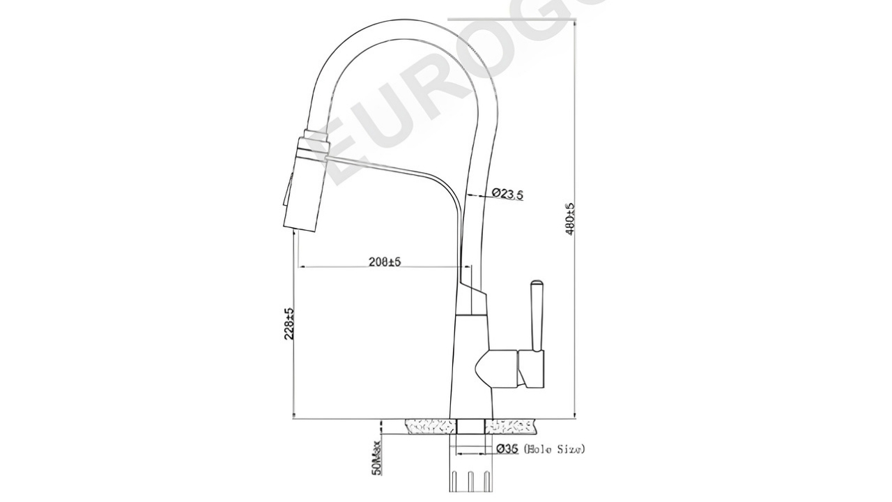 Thông Số Kỹ Thuật Vòi Rửa Bát Nóng Lạnh Dây Rút Inox 304 Eurogold EUF228BM