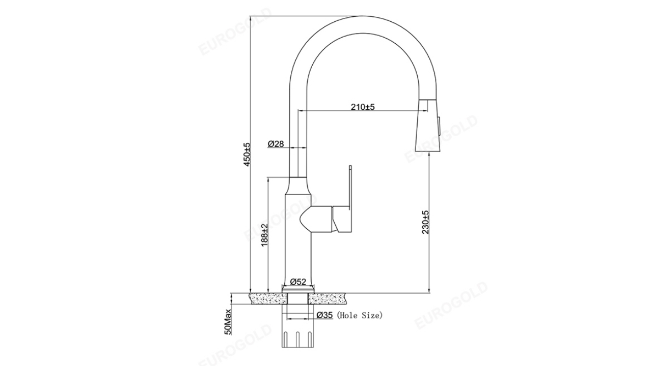 Thông Số Kỹ Thuật Vòi Rửa Bát Nóng Lạnh Dây Rút Inox 304 Eurogold EVF117BR