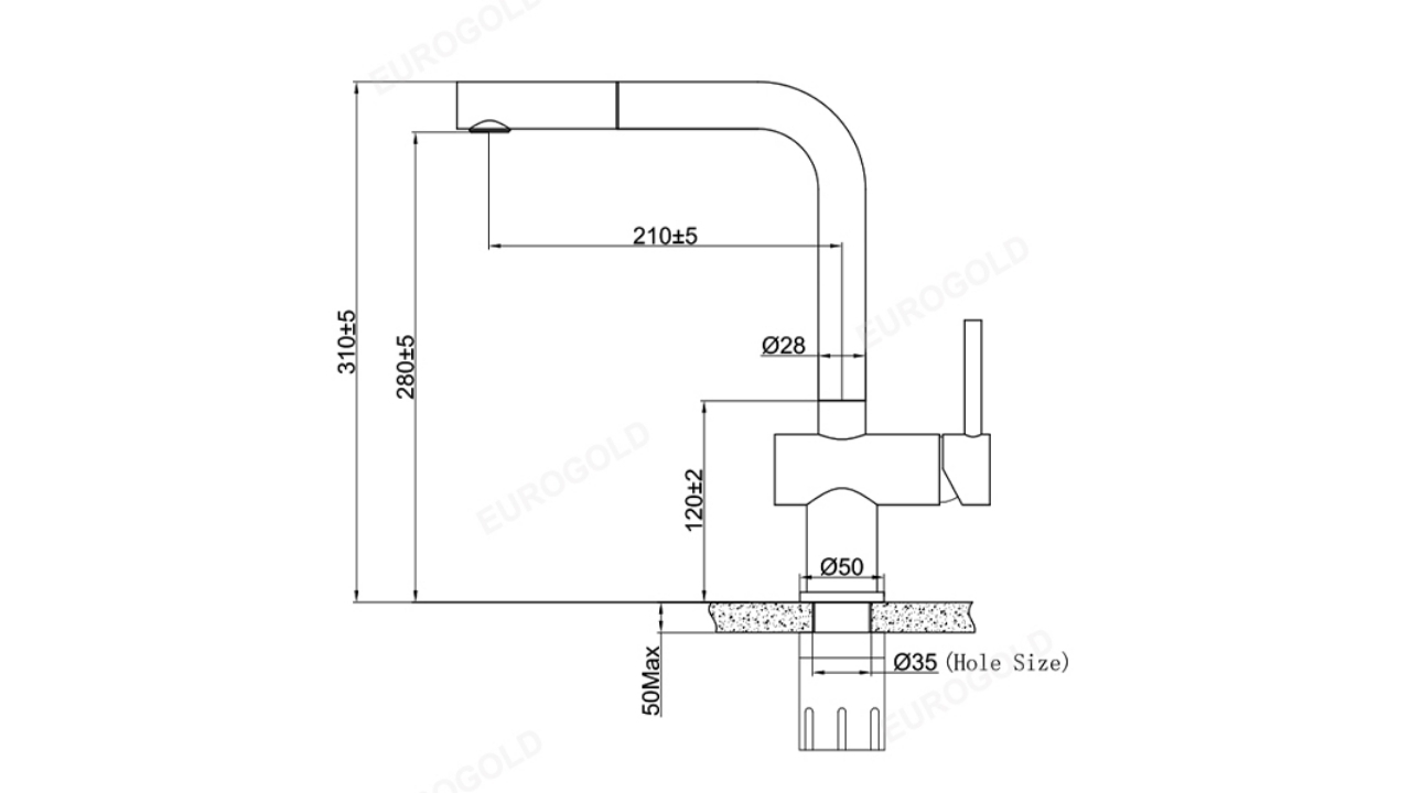 Thông Số Kỹ Thuật Vòi Rửa Bát Nóng Lạnh Dây Rút Inox 304 Eurogold EVF220BR