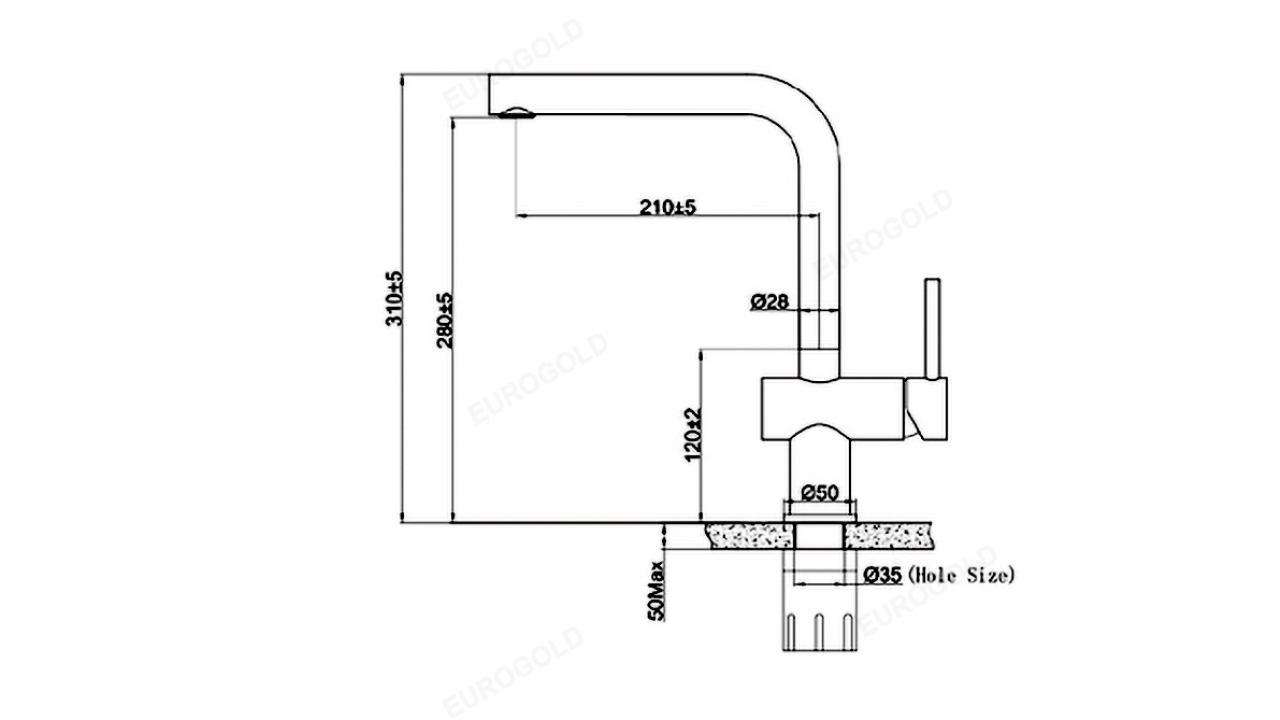 Thông Số Kỹ Thuật Vòi Rửa Bát Nóng Lạnh Inox 304 Eurogold EUF020BR
