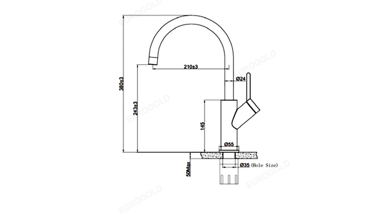 Thông Số Kỹ Thuật Vòi Rửa Bát Nóng Lạnh Inox 304 Eurogold EUF033C