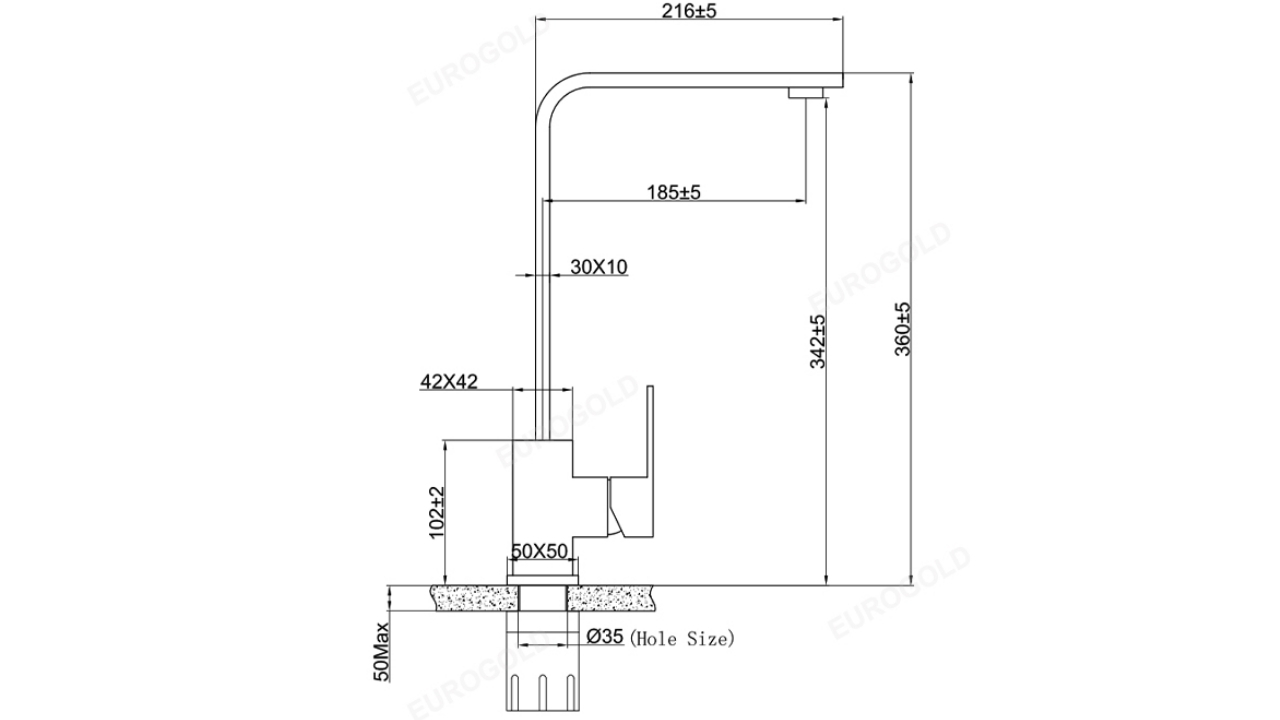 Thông Số Kỹ Thuật Vòi Rửa Bát Nóng Lạnh Inox 304 Eurogold EVF014M