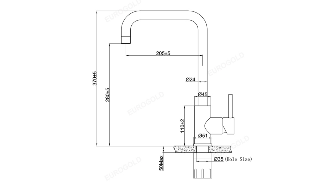 Thông Số Kỹ Thuật Vòi Rửa Bát Nóng Lạnh Inox 304 Eurogold EVF015M