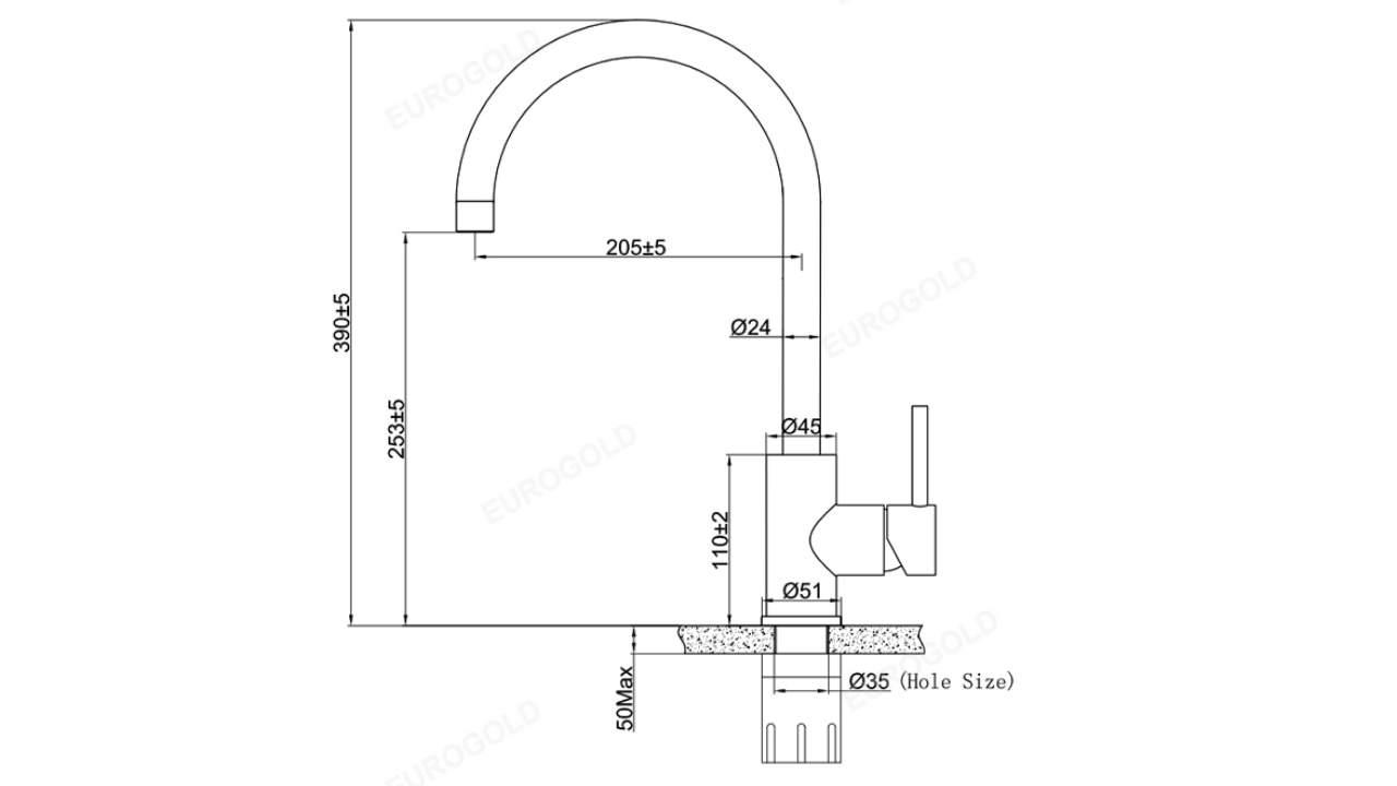Thông Số Kỹ Thuật Vòi Rửa Bát Nóng Lạnh Inox 304 Eurogold EVF016M