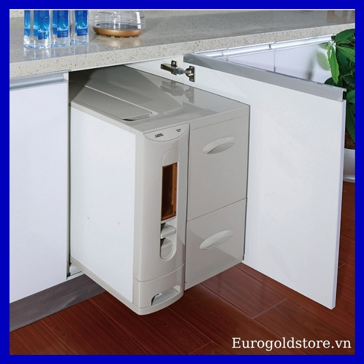 Thùng Gạo Âm Tủ 3 Khoang Cánh Mở 30kg 450mm Eurogold B45 Thùng Gạo Âm Tủ 3 Khoang Cánh Mở 30kg 450mm Eurogold B45