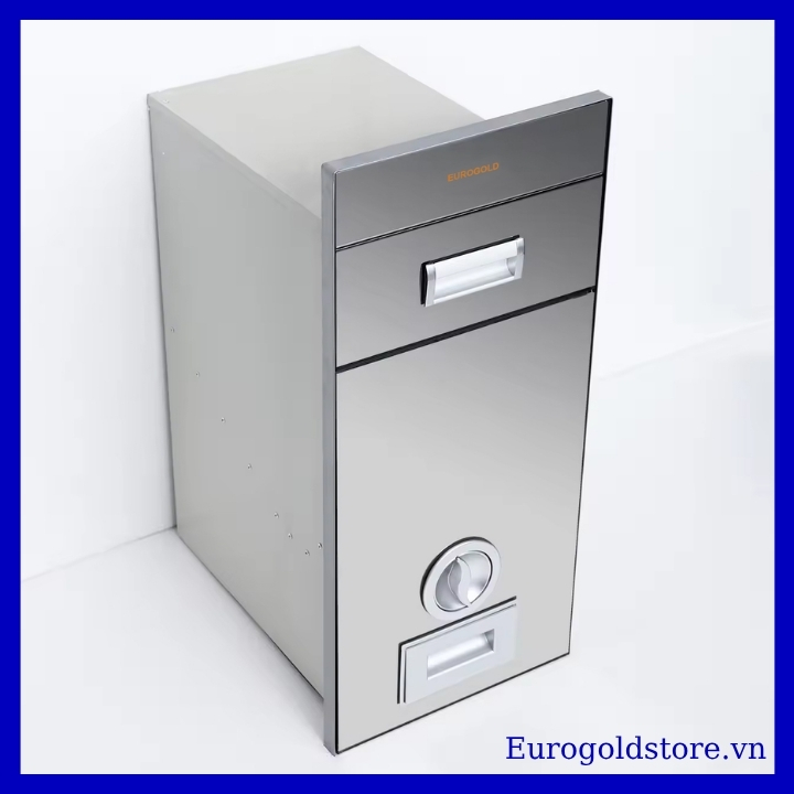 Thùng Gạo Mặt Gương Bạc Nút Xoay 15kg 260mm Eurogold C260SL Thùng Gạo Mặt Gương Bạc Nút Xoay 15kg 260mm Eurogold C260SL