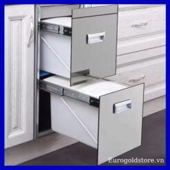 Thùng Gạo Mặt Gương Màu Bạc 2 Tầng 20kg 300mm Eurogold GB322S