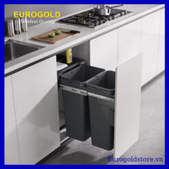 Thùng Rác Âm Tủ 2 Ngăn 40L 400mm Eurogold EBR400