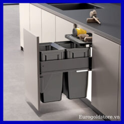 Thùng Rác Âm Tủ 2 Ngăn 60L 450mm Eurogold EB450