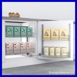 Tủ Đồ Khô 2 Tầng Thép Mạ Chrome Cánh Mở Nan Tròn 600mm Eurogold C040260