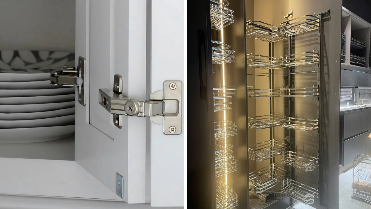 Ứng dụng thực tế của bản lề Eurogold vào tủ bếp gia đình